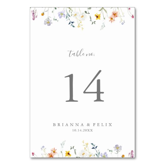 Wilde veelkleurige bloemenbruiloft kaart (Voorkant)