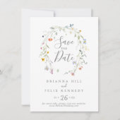 Wilde veelkleurige bloemenbruiloft save the date (Voorkant)