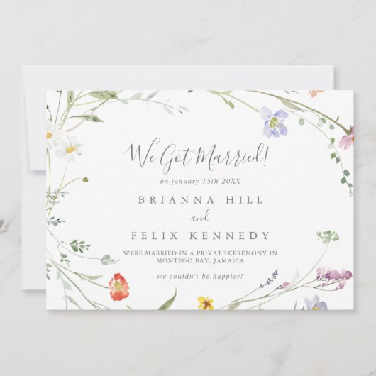 Wilde veelkleurige bloemenelement aankondiging (Voorkant)