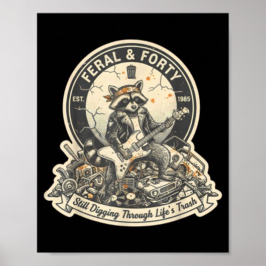 Wilde Veertig Wasbeer Grappige 40e Verjaardag Outf Poster (Voorkant)