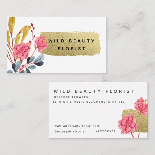 Wilde ventilator en goudpenseel visitekaartje (Voorkant / Achterkant)