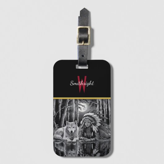 Wilde verbinding: Wolf en Meisje Bagagelabel (Voorkant (verticaal))