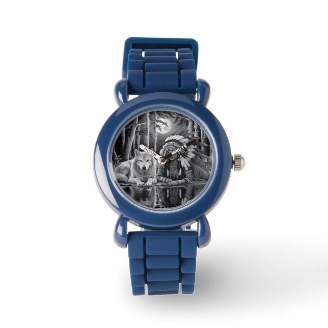 Wilde verbinding: Wolf en Meisje Horloge (Voorkant)