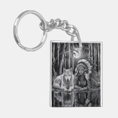 Wilde verbinding: Wolf en Meisje Sleutelhanger (Voorkant Links)