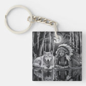 Wilde verbinding: Wolf en Meisje Sleutelhanger (Voorkant)