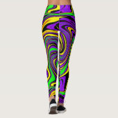 Wilde verf Groen Paars en Geel Abstract Leggings (Achterkant)
