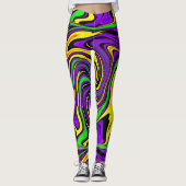 Wilde verf Groen Paars en Geel Abstract Leggings (Voorkant)