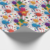 Wilde verfspatten cadeaupapier (Hoek)