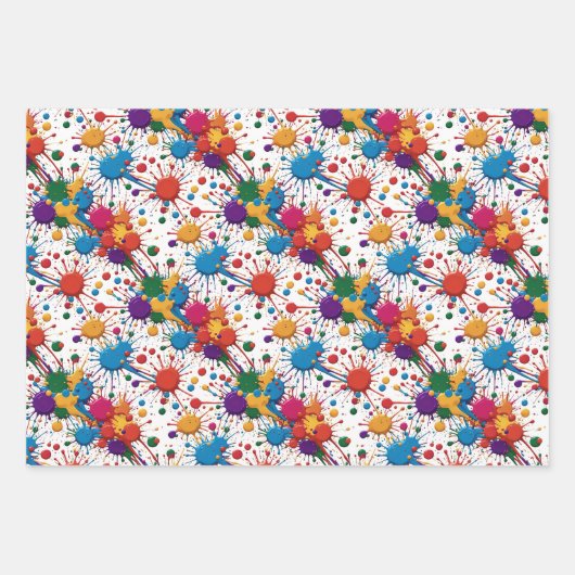 Wilde verfspatten inpakpapier vel (Voorkant)