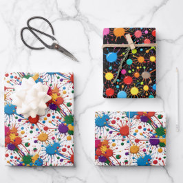 Wilde verfspatten inpakpapier vel