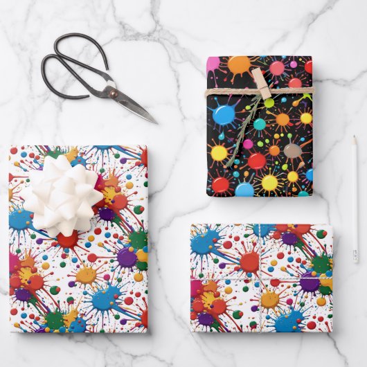 Wilde verfspatten inpakpapier vel (Voorkant)