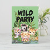 Wilde verjaardagsfeest 2-zijdige uitnodigingen (Staand voorkant)
