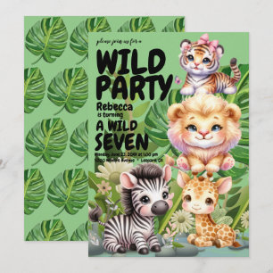 Wilde verjaardagsfeestje safari jungle kaart
