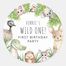Wilde! Verjaardagsfeestje voor Aussie Animal Ronde Sticker
