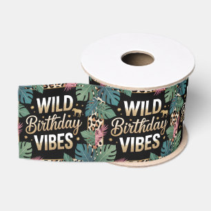 Wilde verjaardagsvibes Grafisch: Jungle Thema Grosgrain Lint