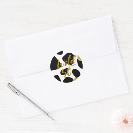 Wilde vijftigjarige goudpatroontroop Sticker (Envelop)