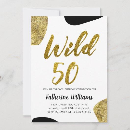 Wilde vijftigtal Gold Pattern Party Invitation (Voorkant)