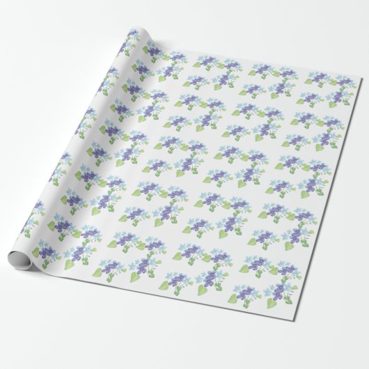 Wilde Violet Flowers Wrapping Paper Cadeaupapier (Uitgerold)