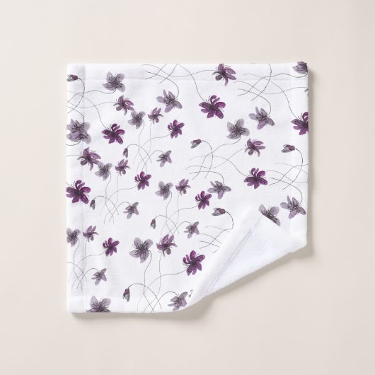 Wilde Violets Waterverf Handgeschilderd Bad Handdoek (Wasdoekje)