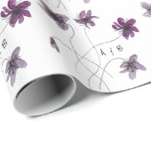 Wilde Violets Waterverf Handgeschilderd monogramme Cadeaupapier (Rol Hoek)