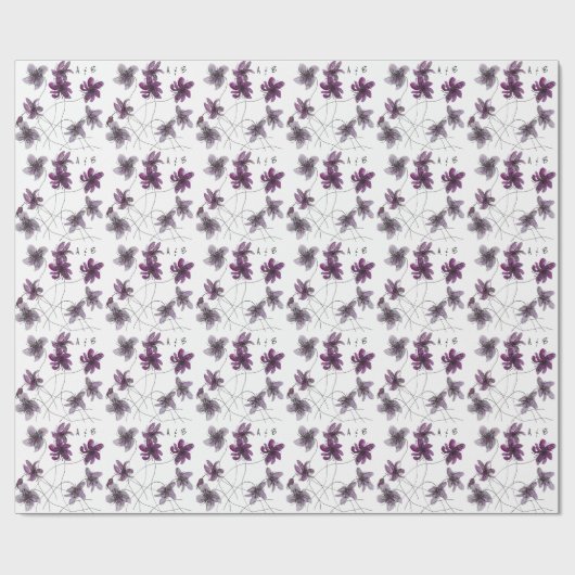 Wilde Violets Waterverf Handgeschilderd monogramme Cadeaupapier (Vlak)