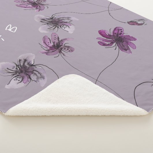 Wilde Violets Waterverf Handgeschilderd monogramme Sherpa Deken (3/4)