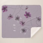 Wilde Violets Waterverf Handgeschilderd monogramme Sherpa Deken (Voorkant (horizontaal))