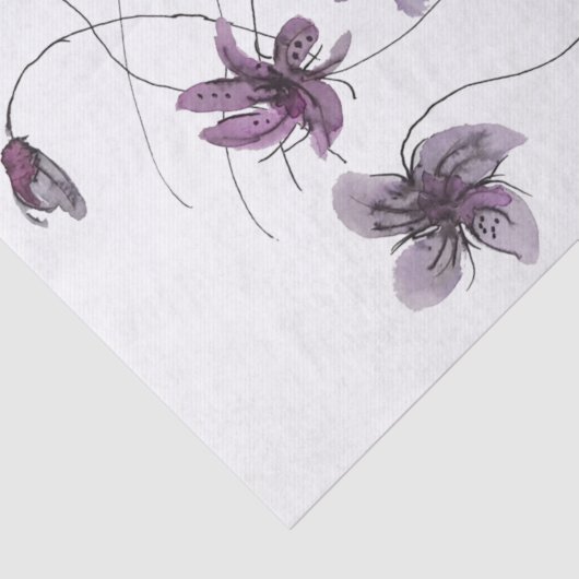 Wilde Violets Waterverf Handgeschilderd monogramme Tissuepapier (Detail)