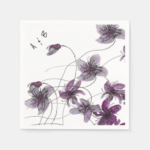 Wilde Violets Waterverf Handgeschilderd Servet