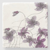 Wilde Violets Waterverf Handgeschilderd Stenen Onderzetter (Voorkant)
