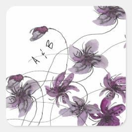 Wilde Violets Waterverf Handgeschilderd Vierkante Sticker