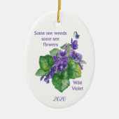 Wilde Violette Bloem Sommige Zien Onkruid Inspirer Keramisch Ornament (Voorkant)