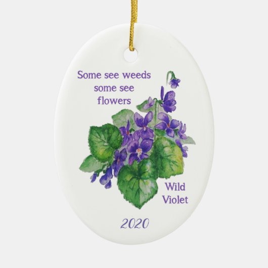 Wilde Violette Bloem Sommige Zien Onkruid Inspirer Keramisch Ornament (Voorkant)