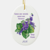 Wilde Violette Bloem Sommige Zien Onkruid Inspirer Keramisch Ornament (Achterkant)