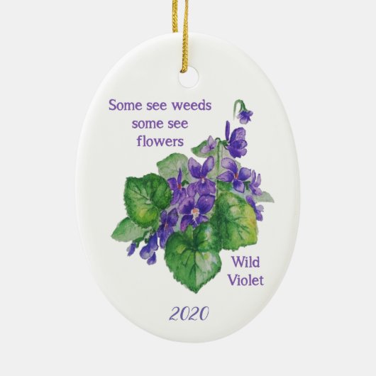 Wilde Violette Bloem Sommige Zien Onkruid Inspirer Keramisch Ornament (Achterkant)