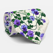 Wilde Viooltjes & Klimop Naadloos Botanisch Patroo Stropdas (Opgerold)