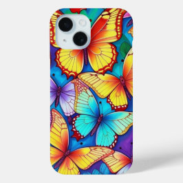 Wilde vliegende vlinders iPhone 15 case