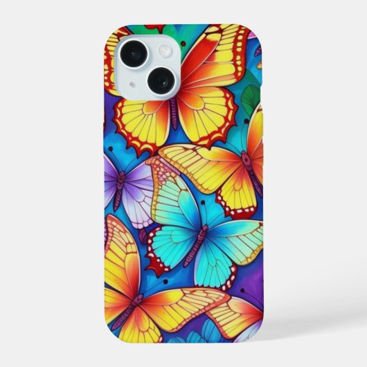Wilde Vliegende Vlinders iPhone 15 Case (Achterkant)