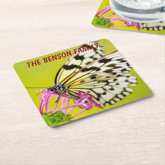 Wilde vlinder sluiten kartonnen onderzetters (Schuin)