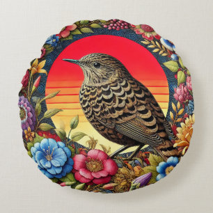 🌿 Wilde Vogel Bloemenkunst Cadeau Voor Huisdecora Rond Kussen