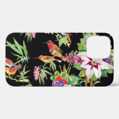 Wilde vogelbloemen: zwart Case-Mate iPhone case (Achterkant (horizontaal))