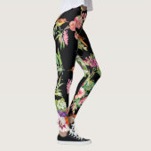 Wilde vogelbloemen: zwart  leggings (Rechts)