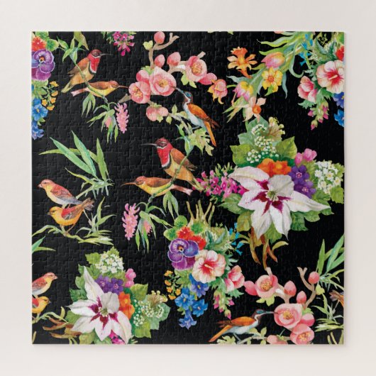 Wilde vogelbloemen: zwart  legpuzzel (Verticaal)