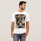 Wilde vogelbloemen: zwart t-shirt (Voorkant volledig)