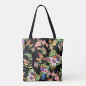 Wilde vogelbloemen: zwart tote bag (Achterkant)