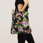 Wilde vogelbloemen: zwart tote bag (Dichtbij)