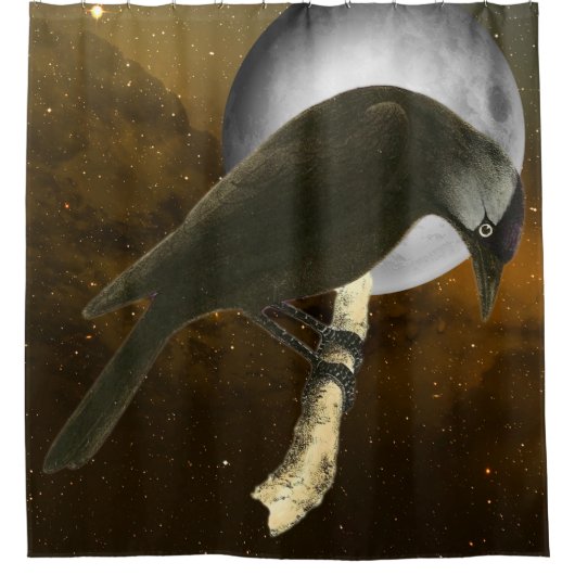 Wilde vogels Kunst - Moon Raven Douchegordijn (Voorkant)