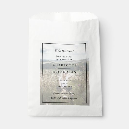 Wilde vogelzaad | Voeder van de begrafenis van de  Bedankzakje (Voorkant)