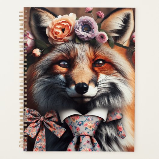 Wilde vos draagt een stropdas schattig planner (Voorkant)