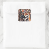 Wilde vos draagt een stropdas schattig  vierkante sticker (Tas)